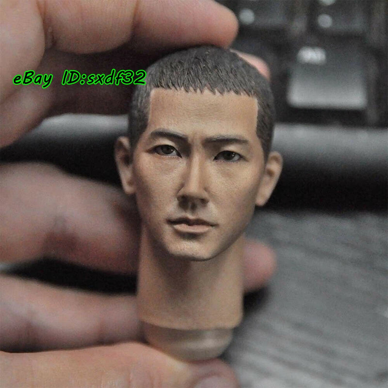 1:6th Head Sculpt Asian Soldier Carved Male Model For 12'' HT Figure Body Toys Model