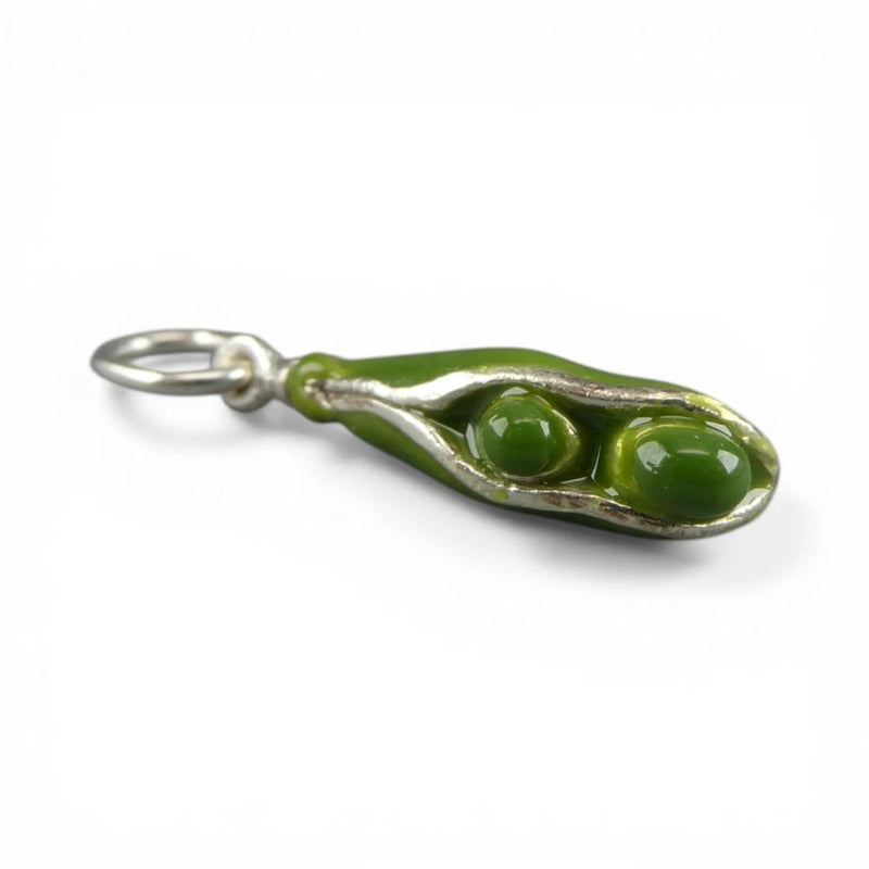 Sterling Silver Enamel 2 Peas in a Pod Charm for Bracelet BFF Gift Vintage New Charms