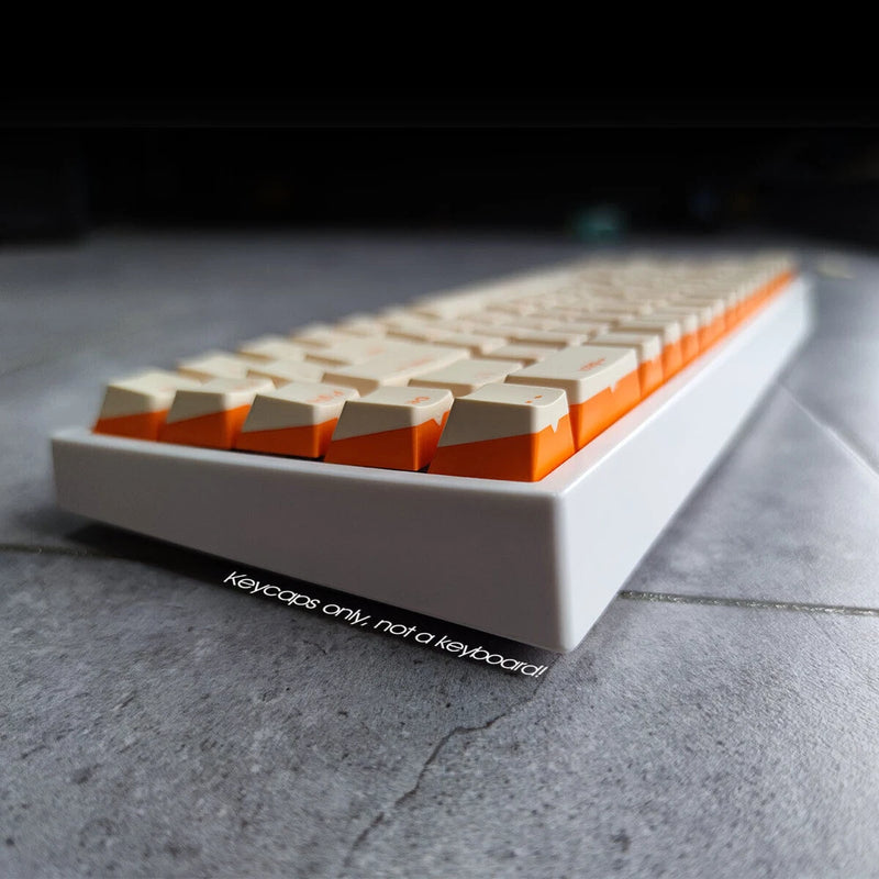Orange Yellow PBT Double Shot Keycaps Set OEM Profile for Mechanical Keyboards Model