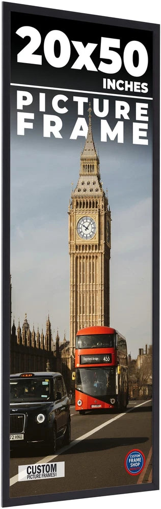 20x50 Frame Black Real Wood Picture Frame Width 0.75 inches | Interior Frame Dep Model