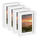 4Pcs Floating Frame, 7 x 5 Inch Wood Picture Frame, White Model