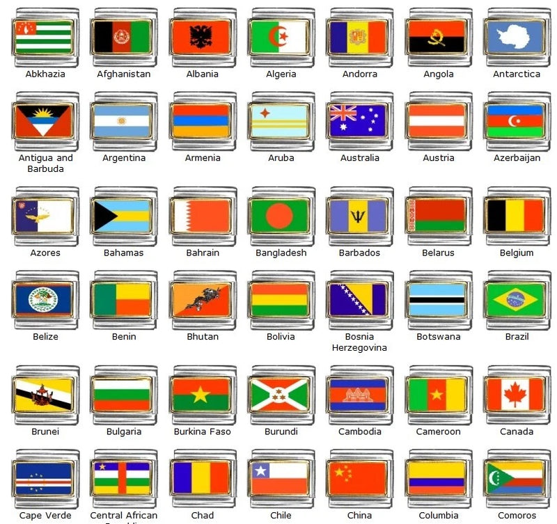 Flag Italian Charm - Pick from 200+ Countries & 50 US States - Bracelet Charms Charms