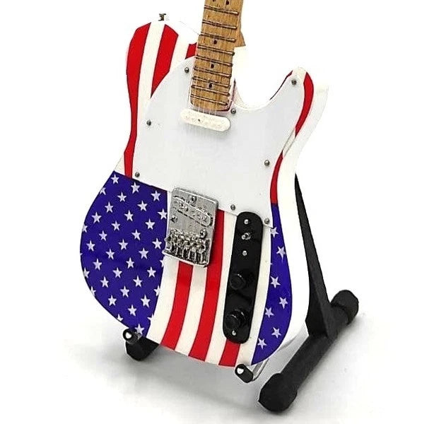 Mini US Flag Guitar with Stand For BRUCE SPRINGSTEEN Memorabilia Display GIFT Model