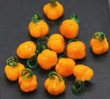 100pcs handmade Lampwork glass Beads pendants yellow Pumpkin 10*15mm Charms