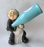 Vintage Butler Waiter Wine Bottle Holder 11" Figurine Display Barware Resin Model