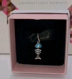 Authentic PANDORA 925 Blue Turquoise & Paved Fishbone Charm 793894C01 W/ Box E49 Charms