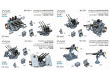Rainbow 1/700 IJN Type96 25mm AA Guns 3D Print Single Twin Triple Ammo Box Set Model