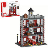 Fire Station Building Block Set Modular Bricks Garage Truck 1823pcs Toy Kit Model