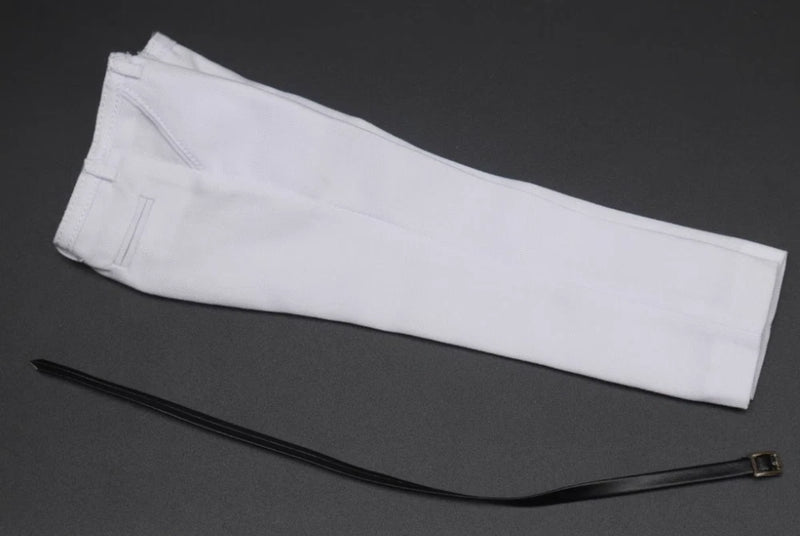 1/6 Scale White Suit Pants Trousers Belt Model for 12" PH TBL Male Figure Model