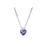 Genuine Amethyst Heart Solitaire Pendant Necklace in Solid Sterling Silver Charms