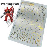 for MG 1/100 Sinanju OVA ver ka DL Model Bronzing Water Slide Decal Sticker Model
