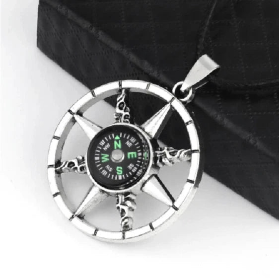 large REAL COMPASS NAUTICAL pendant 20" 925 Sterling Silver Necklace men women Charms