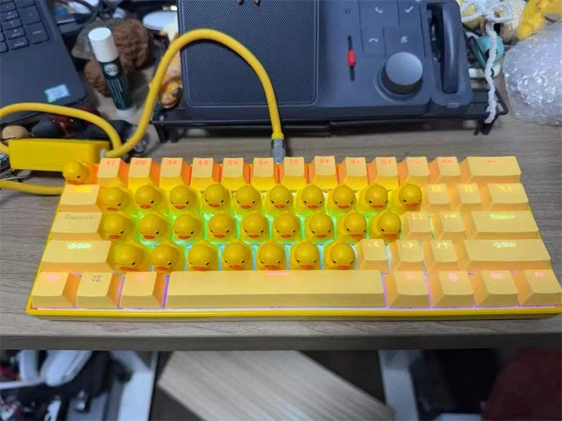 NEW Cute Yellow Duck Mechanical Keyboard Press Crow USB Interface Keyboard Gifts Model