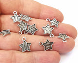 10 Flat Star Space Dangle Antique silver plated charms jewelry Accessories Charms