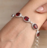 Red Garnet Gemstone 925 Sterling Silver Bracelet Handmade Jewelry For Gift Her Charms