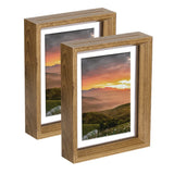 2Pcs Floating Frame, 7 x 5 Inch Wood Picture Frame, Natural Wood Model