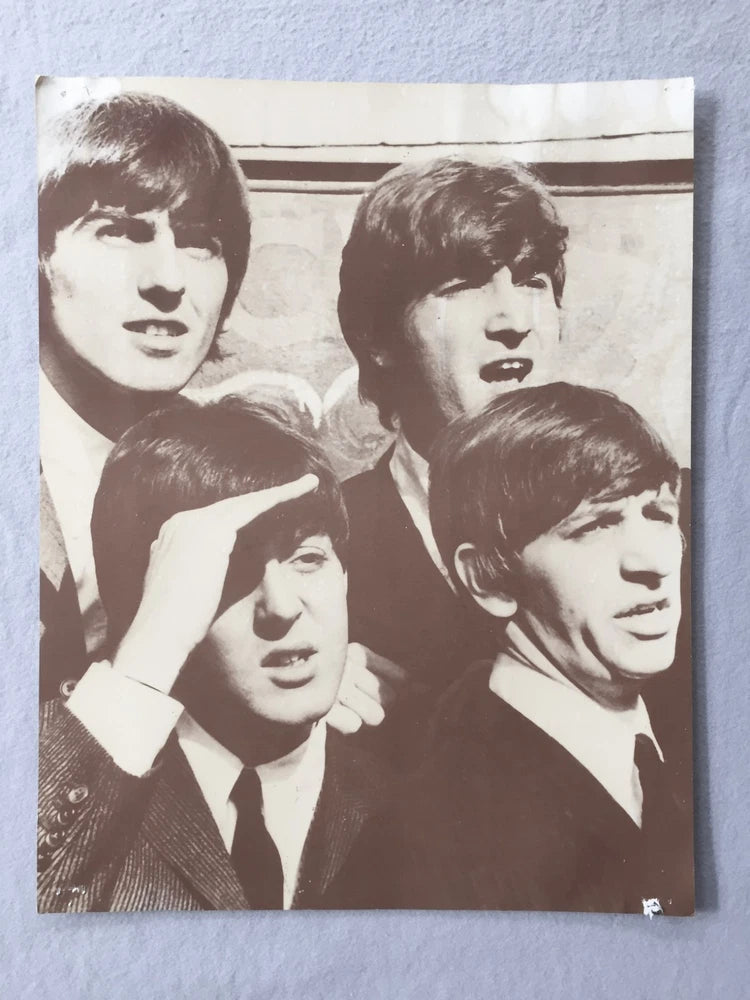 Vintage Beatles 14" x 11" Sepia Photo Litho Poster Board 1st US Concert Print Model