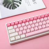 Minimalist Small Legends White Pink Cute Kawai Cat Cherry Profile Keycap Set Model