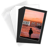 100 Pack 5x7 Black White Photo Mat Boards White Core Bevel DIY Picture Framing Model