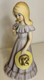 VTG 1982 Enesco FigurineGrowing Up Birthday Girl Age 12 Blond Lavender Dress EUC Model