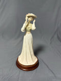 Vintage Pucci Victorian Lady Figurine Holding Mirror Plaster Statue 10" Model