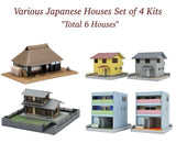 N Scale Tomytec/Tomix Various Japanese Houses Set of 4 Kits "Total 6 Building" Model