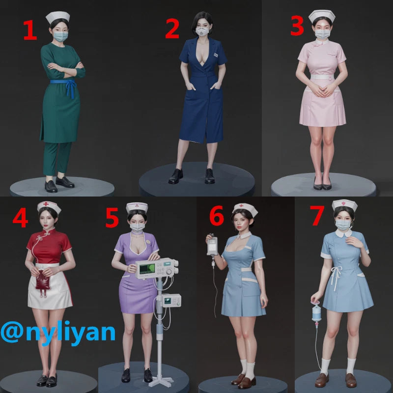 1/18 1/43 1/64 1/87 Miniatures Nurse Uniform Beauty Scene Props Figure For Cars Model