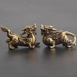 1 Pair Brass Dragon Animal Statue Small Sculpture Tabletop Figurine Decor Gifts Model