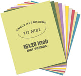 16X20 Uncut Picture Mat Boards, Assorted Colors Matt Boards, 10-Pack Model
