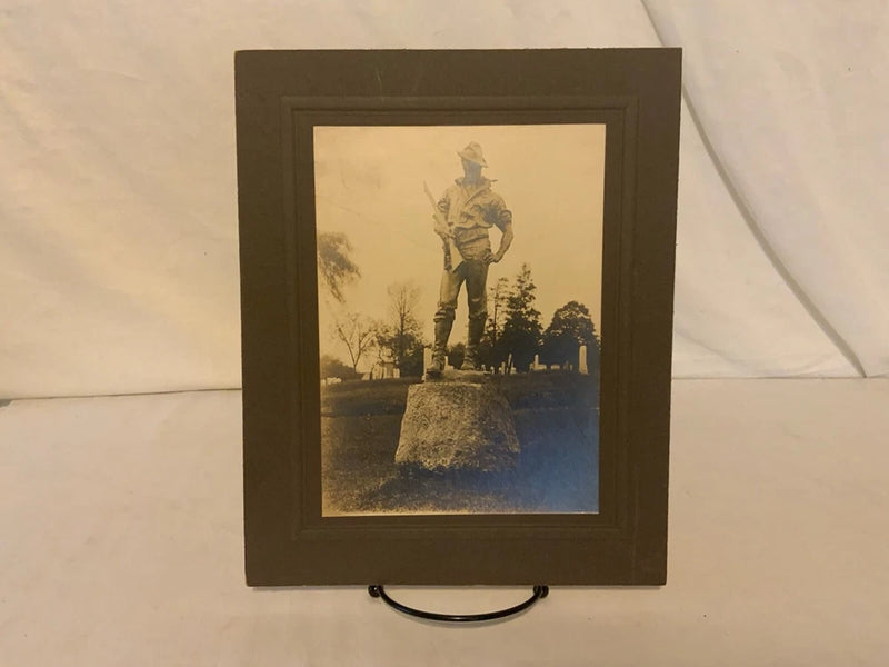 Vintage Photo on Board US Soldier Monument Military Statue Cemetery Model