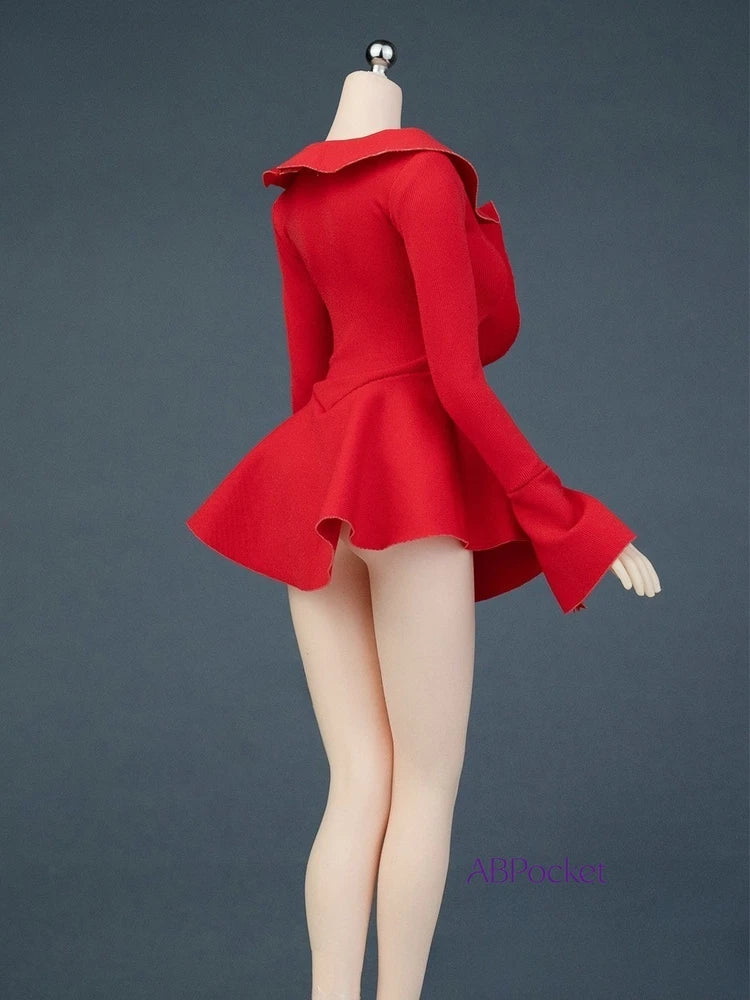 Female 1/6 Red Fashion Dress Skirt Model Fit for 12" Action Figure Model