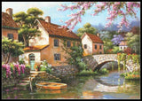 Counted Cross Stitch Kit Needlework Craft Embroidery DIY- Country Village Canal Model