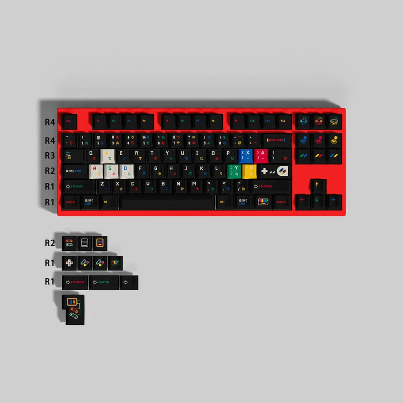 1.7mm Thickness Cherry Profile Black Coolboys Dye Subs PBT Keycap Set Model