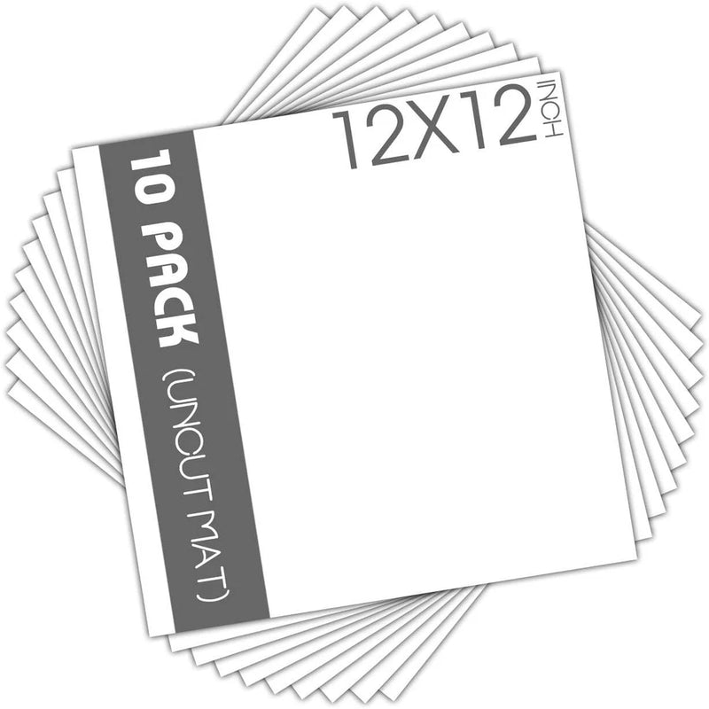 Mat Board Center 10 Pack Uncut Mat Boards, 12X12 White Square Matboards Model