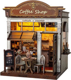 Miniature Retro Coffee Shop With Light Wooden DIY Book Nook Kit NIB Model