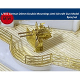 1/350 German 20mm Single/Double/Quadruple Mountings AA Gun Assembly Model 8pcs Model