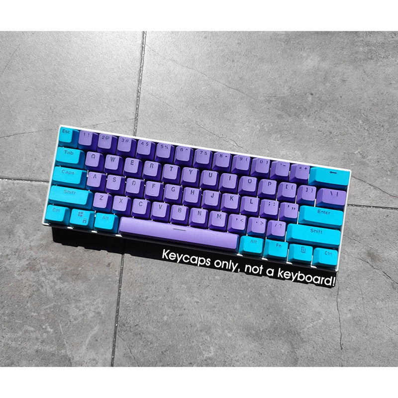 PBT Keycaps Set Purple Blue 104 OEM Profile for Cherry MX Mechanical Keyboards Model