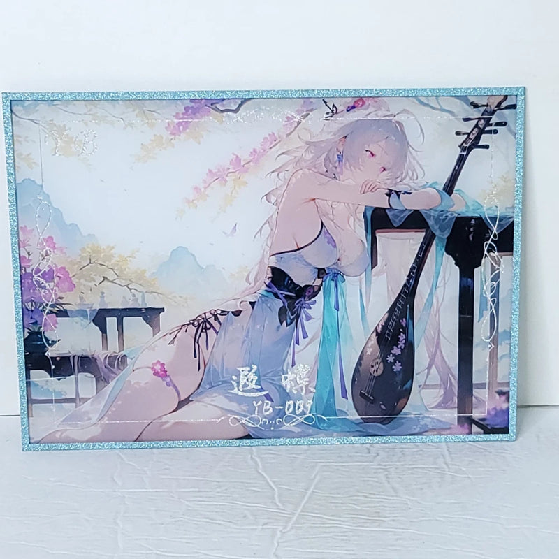 Illustrious Blue Glitter Gown Waifu Card Anime Girl Wall Art Oversized Board A4 Model