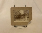 Antique Photo on Board House 1 1/2 Floors Trees Fence Model