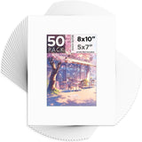 Mat Board Center 50 Pack 8X10 Picture Mat for 5X7 Photo White Model