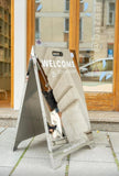 Mirror Sidewalk Sign, Mirrored A-Frame Sandwich Board Sign, Pavement Sign 90x54 Model