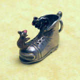 Vintage English Sterling Silver Charm Enameled Mice on Boot Charms