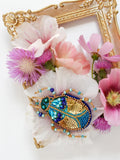 DIY Jewelry Making Beading Kit Pin Azurite Brooch Bead Embroidery Needlepoint Model