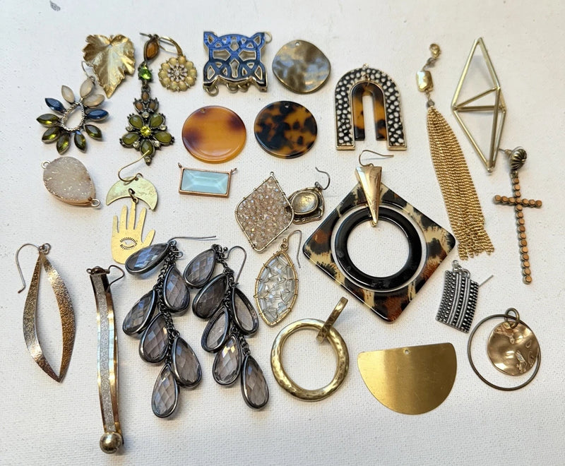 27 pc Gold Tone Metal Large Charms Pendants Modern Trendy Craft Pendant Lot Charms