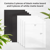 10 Pack 11x17 Black White Uncut Mat Boards White Core Bevel DIY Picture Framing Model