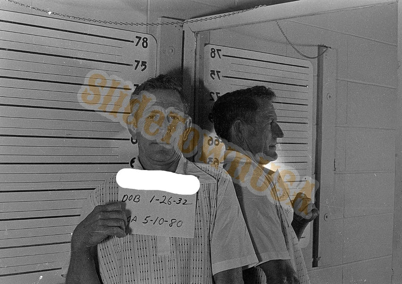Vtg 35mm Negative Mugshot Man Dob 1-26-32 Mug Shot Sign 1980 M-1592 Model
