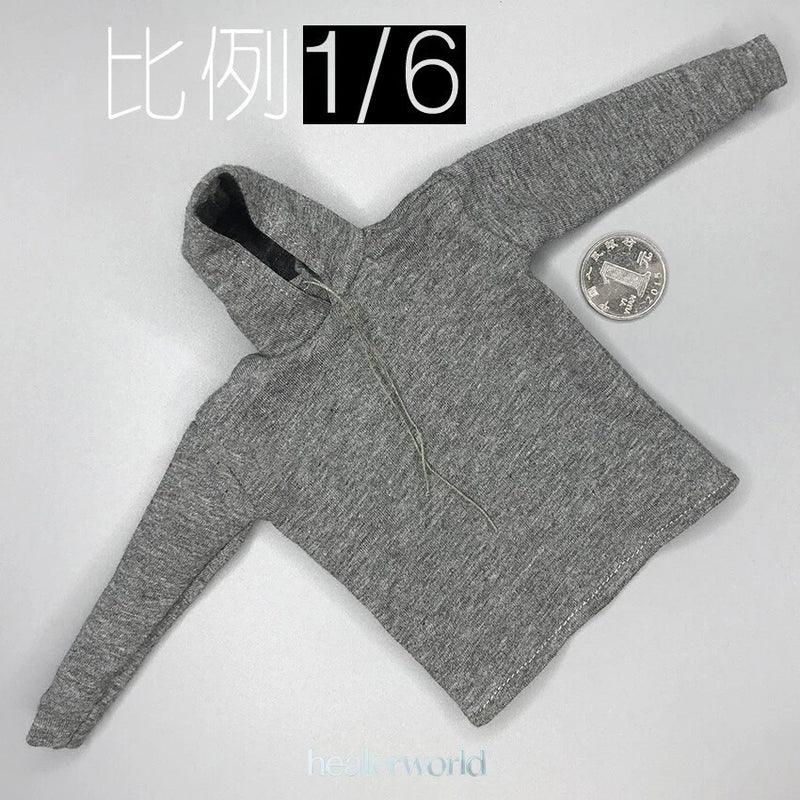 Hoodie 1/6 Trendy Soldier Grey Model For 12" Action Figure Model