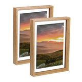 2Pcs Floating Frame, 12 x 8 Inch Wood Picture Frame, Wood Tone Model