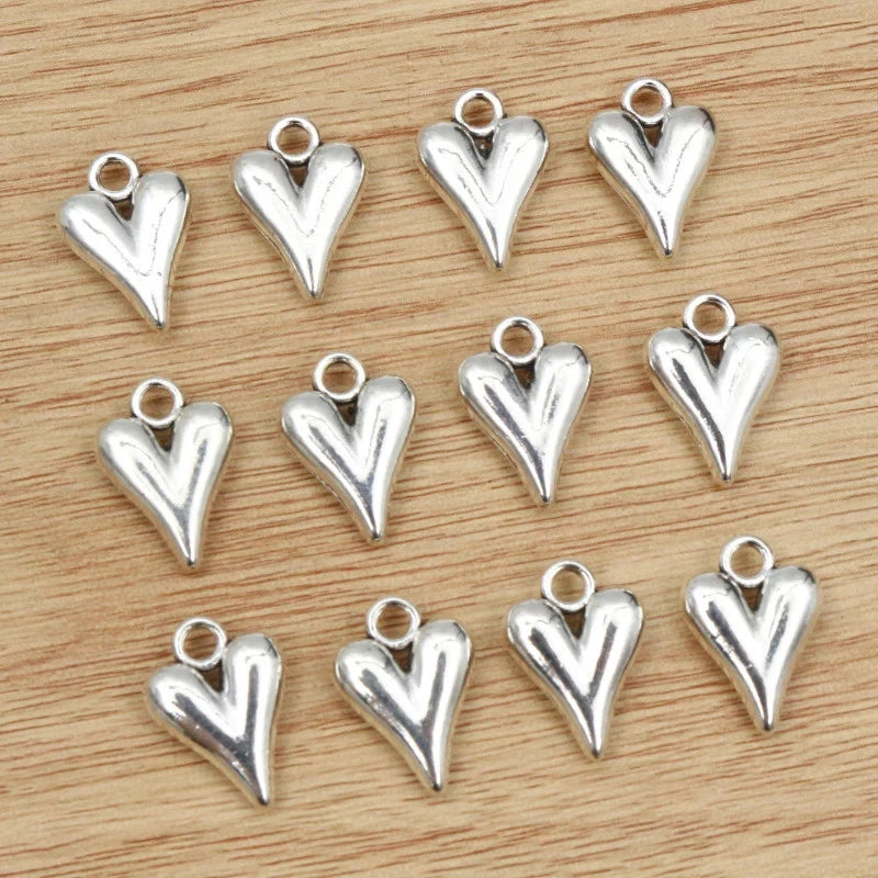 20pc Heart Charms 16x11mm Antique Silver Tone Alloy Pendant DIY Jewelry Making Charms