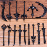 10X Knight Sword Charms Antique Metal Knife Pendants Jewelry Making DIY Craft Charms